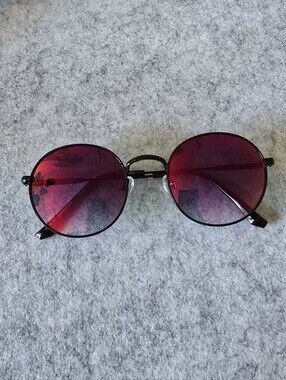 Round Metal Sunglasses with Red Gradient Lenses